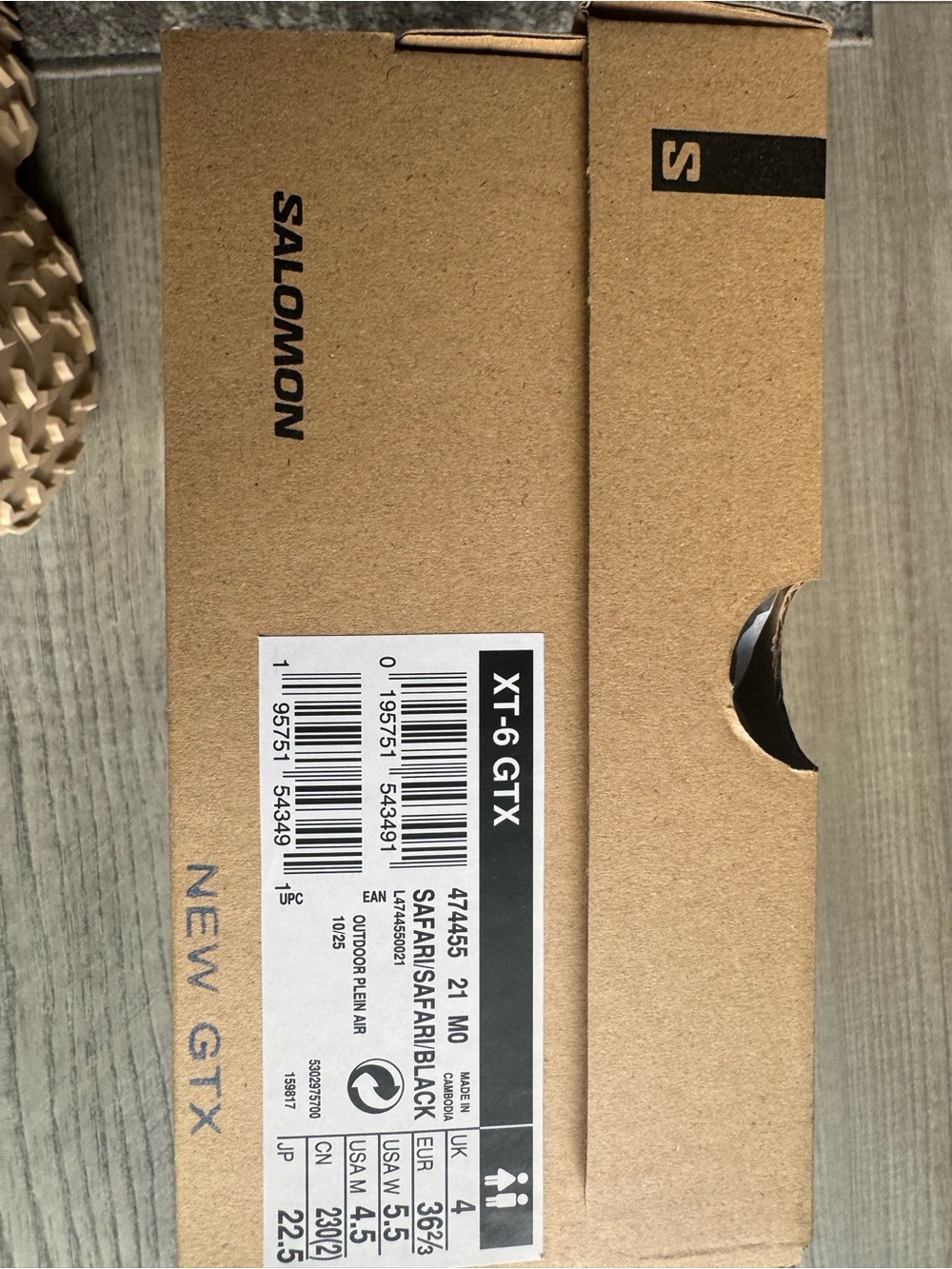 Salomon XT-6 Gore-Tex Safari/Safari/Black Size 4.5 Men/ 5.5 Women New in Box - Picture 2 of 5